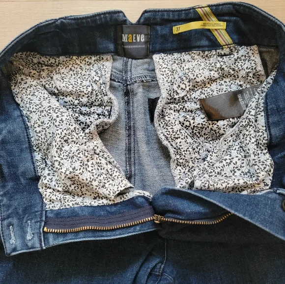 Maeve By Anthropologie Blue Flare Jeans Classic Wide Leg Style - Picture 4 of 15